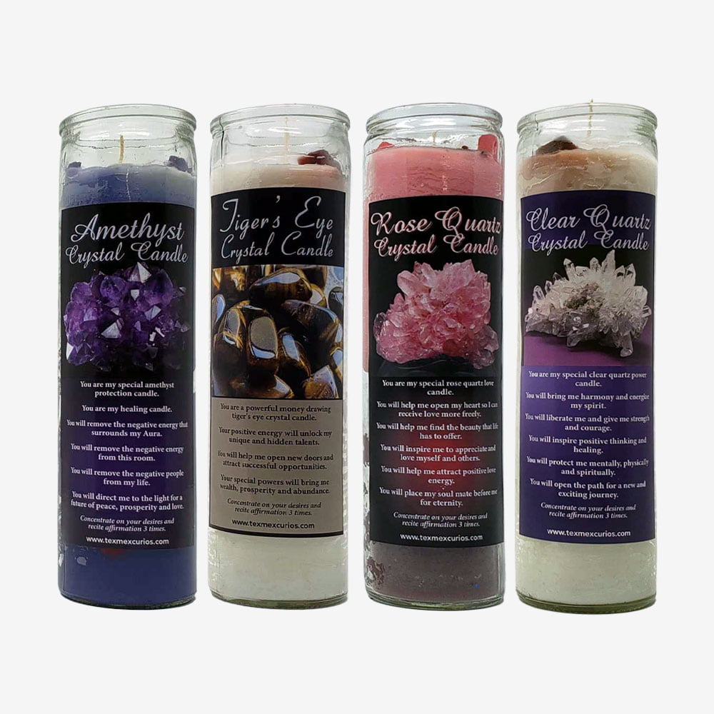4 Crystal Candles - Personal Crystal Candle Altar