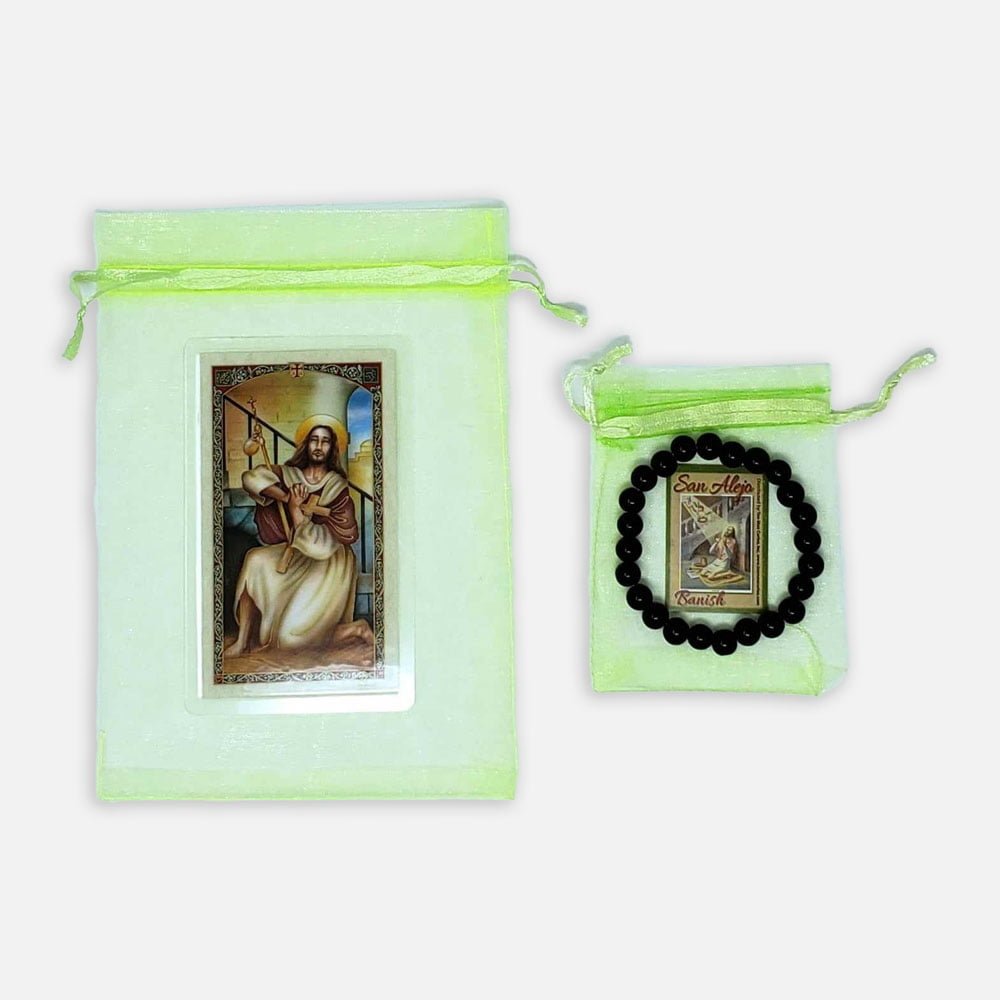 San Alejo Bracelet and Prayer Card Set