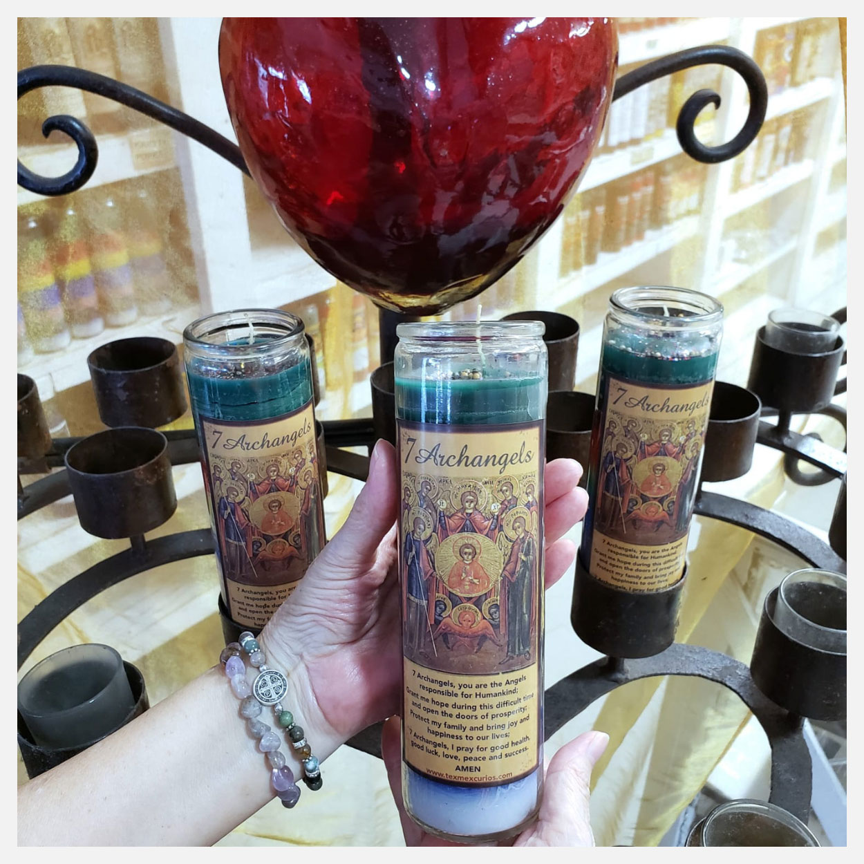 7 Archangels candles with red heart