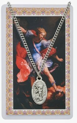 Saint Michael pewter medal with chain
