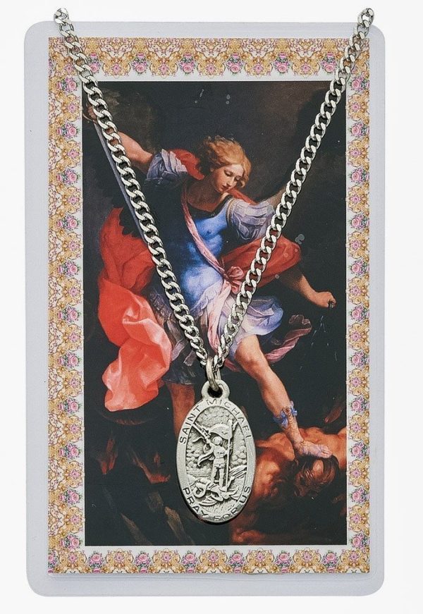 Saint Michael pewter medal with chain