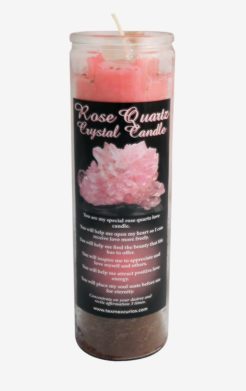 Rose quartz crystal candle