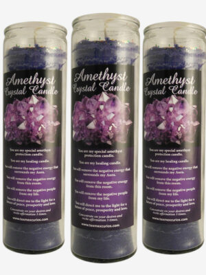 Amethyst Crystal Candle set of 3