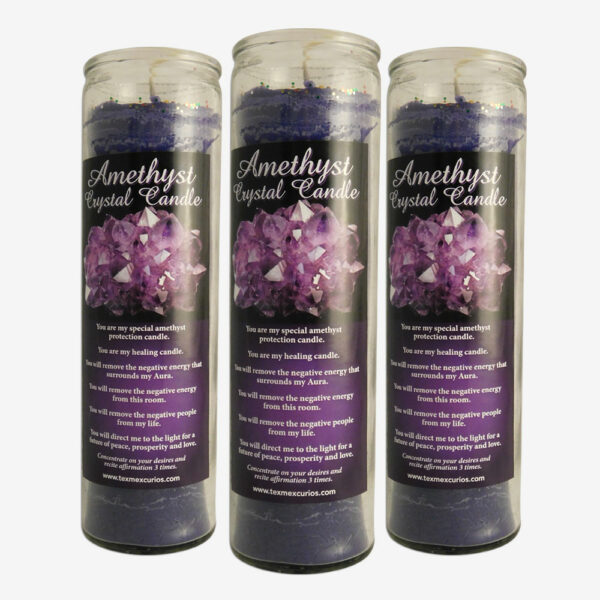 Amethyst Crystal Candle set of 3