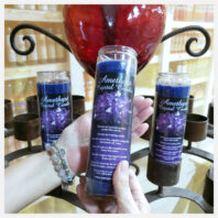 Amethyst candles with red heart