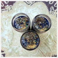 Inside look of 3 fixed Amethyst candles candles