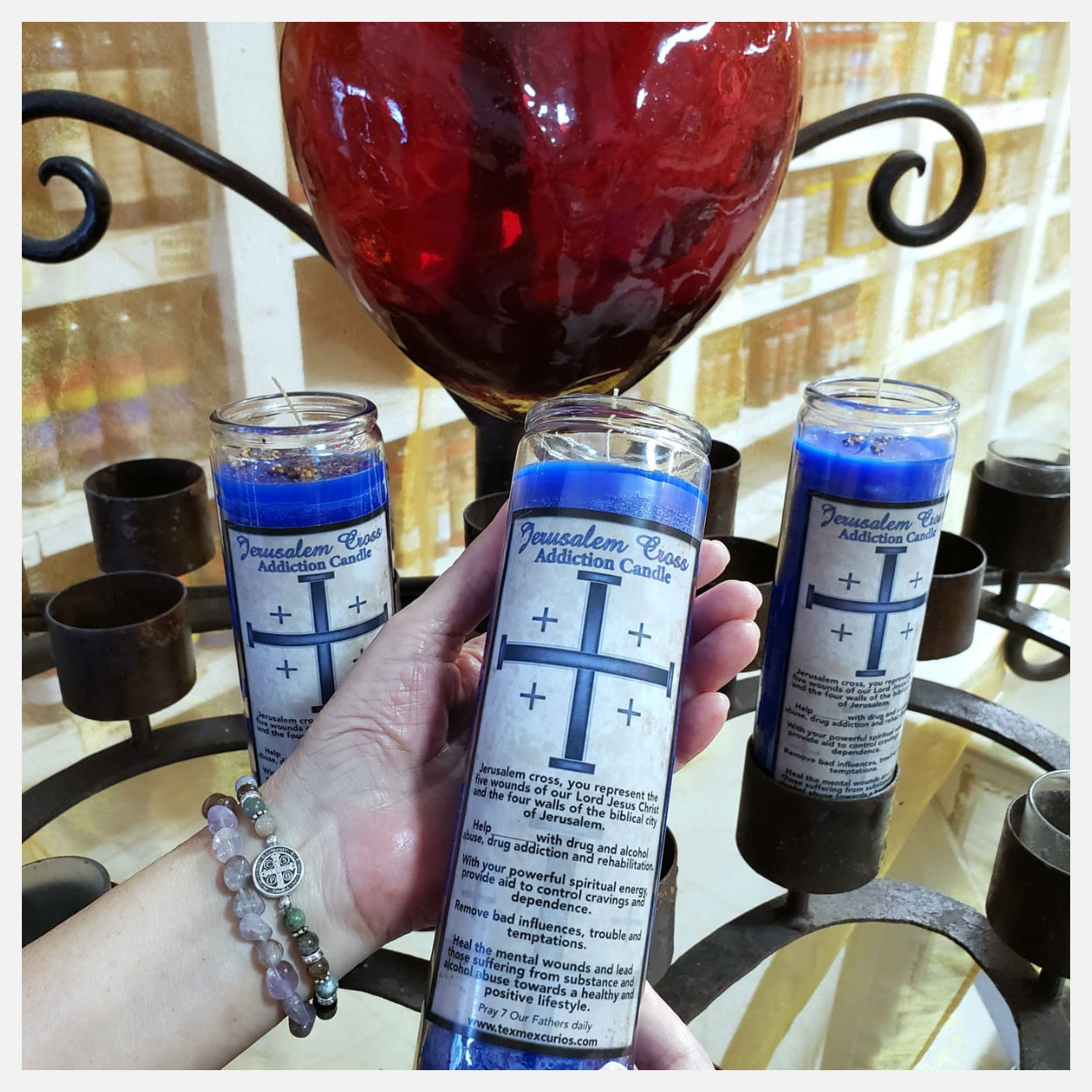Jerusalem Cross candles with red heart