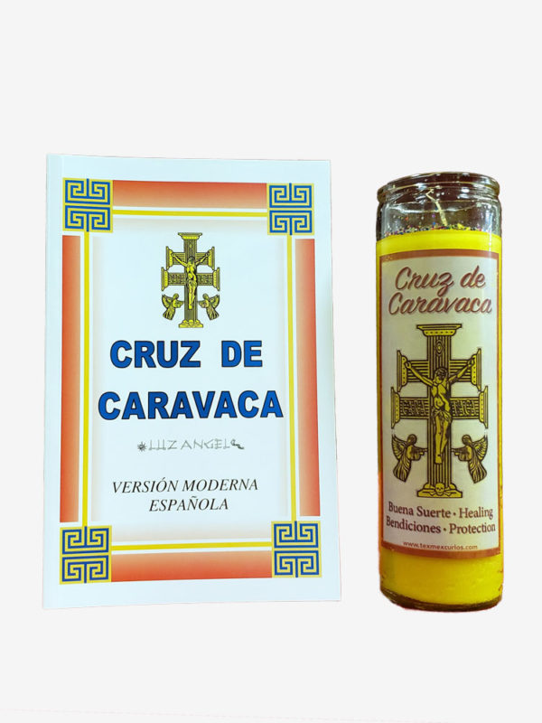 Cruz de Caravaca libro y Veladora Preparada - Version Moderna Espanola