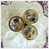 Inside look of 3 fixed Abre Camino candles