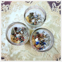 Inside look of 3 fixed Justo Juez candles