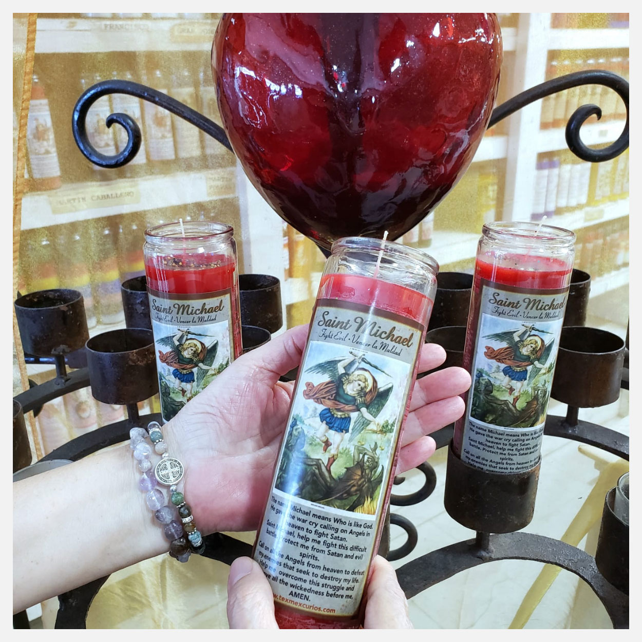 Velas San Miguel con corazón rojo