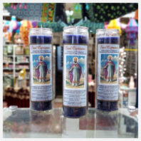 San Cipriano candles with lamps overheard