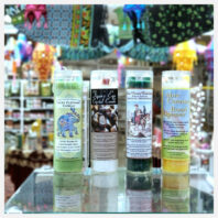 Money candles with lamps overhead