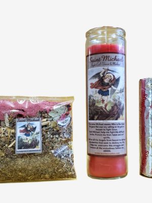 Saint Michael Archangel Incense with Fixed Candle and Incense Charcoal Set