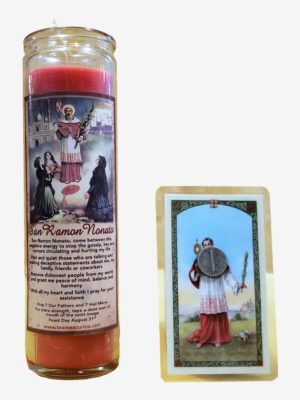 Saint Raymond Candle with Prayer Card and Silver Dime