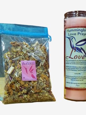 Hummingbird Fixed Love Candle and Herbal Love Bath Set