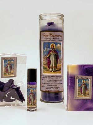 San Cipriano Set soap, pheromone oil, scented candle and incense cones