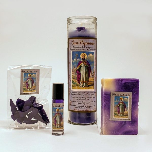 San Cipriano Set soap, pheromone oil, scented candle and incense cones