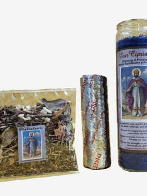 San Cipriano incense with fixed candle and incense charcoal set