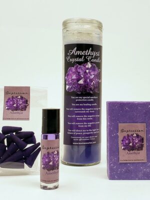 Amethyst Candle, Soap, Oil and Incense Cones for Healing and Depression
