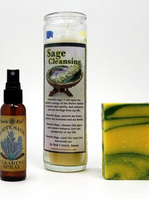 Sage candle set with desert sage soap and spray