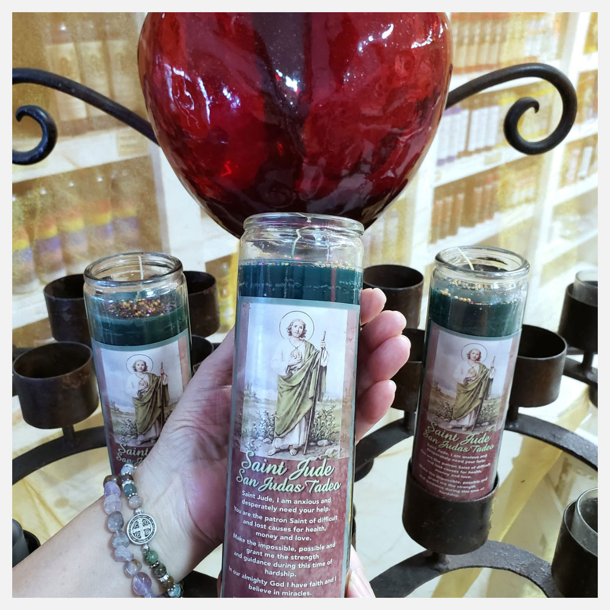 Saint Jude candles with red heart