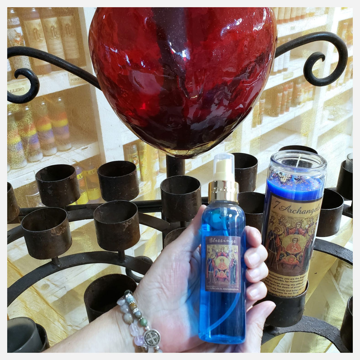 7 Archangels Spray and candle set with Heart