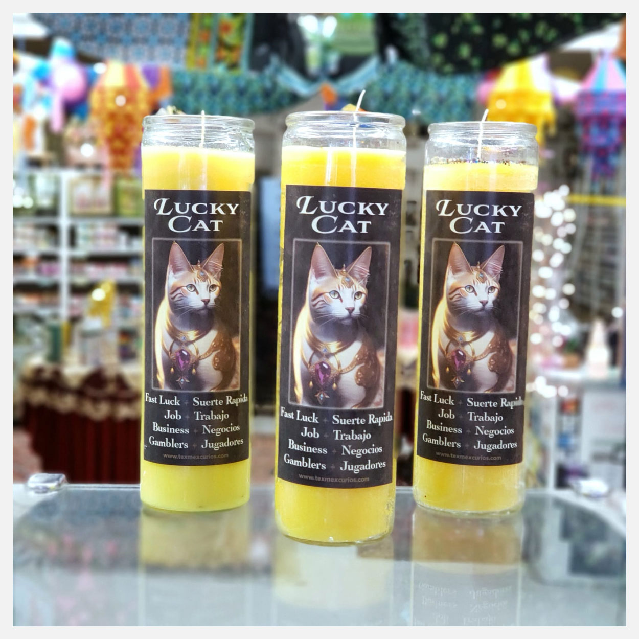 Lucky Cat candles with lamps