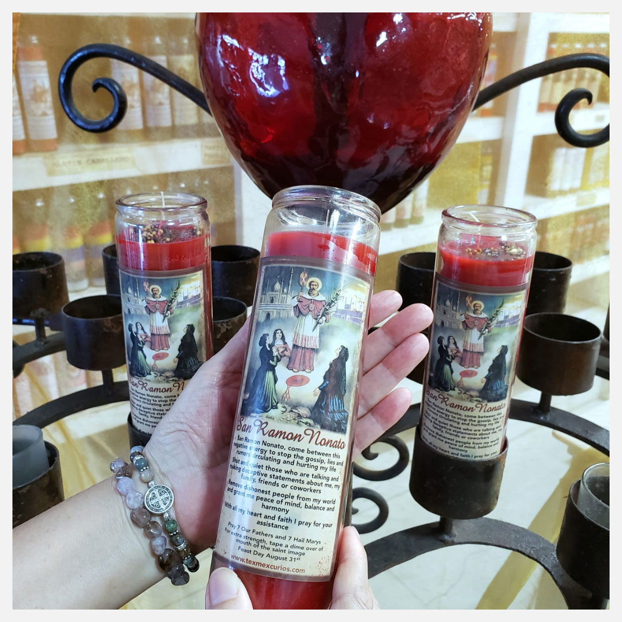 San Ramon candles with red heart